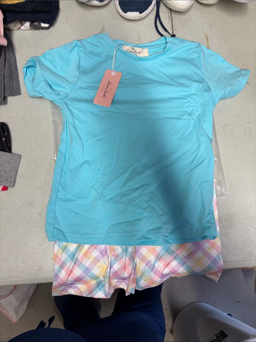 Marie Nicole Bright Aqua Short Sleeve Tee  Set boys